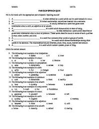 Parts Of Speech Quiz Parts Of Speech Worksheets Parts Of Speech Speech Assessment