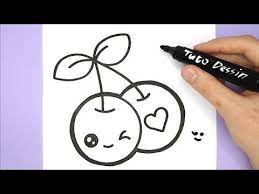 Les plus petits commencent par pour faire plus simple, proposez à votre enfant de faire un dessin facile à reproduire grâce à un pochoir. Comment Dessiner Et Colorier Des Cerises Kawaii Youtube Dessins Faciles Coloriage Kawaii Dessin