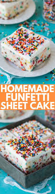 9 X 13 Pan Homemade Funfetti Sheet Cake Recipe That Bakes In 40 Minutes Makes A 9x13 Inch Cake That Has Amazing Fl Sheet Cake Recipes Cake Recipes Desserts