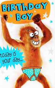 What kind of birthday cake do you get at a garbage? Funny Birthday Boy Go Bananas Birthday Card Funny Birthday Pictures Birthday Humor Birthday Cards For Boys