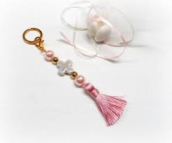 Keychain Baptism Favors With Porcelain Cross By Vesscrafts On Etsy Cross Keychain Baptism Favors Keychain