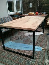 Office Table Diy Metal Frame Dining Room Table Steps In Pictures But Not In English Eike Eichentisch Selbstgemachte Tische Tisch