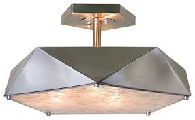 Omg.this light fixture is absolutely beautiful. Geometric Champagne Semi Flush Mount Modern Silver Fixture Contemporary Flush Mount Ceiling Lighting By My Swanky Home Houzz