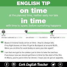 The Difference Between On Time And In Time Imparare Inglese Grammatica Inglese Inglese