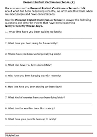 Present Perfect Continuous Tense Worksheets Present Perfect Tenses Continuity