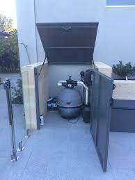 filter pump enclosures pool blanket boxes pool storage pool equipment enclosure outdoor pool area