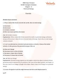 Ncert Exemplar For Class 9 Science Chapter 11 Work And Energy Book Solutions