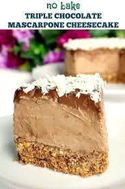 No Bake Triple Chocolate Mascarpone Cheesecake A Rich And Overly Indulgent Dessert That Screams Perfect Chocolate Cheesecake Recipes Cheesecake Recipes Baking