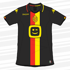 The red stripes have geometric graphic printed on. Kotw K V Mechelen Away Shirt
