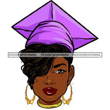 Melanin Woman Purple Graduation Cap College High School Graduating Gold  Hoops SVG JPG PNG Vector Designs Clipart Cricut Silhouette Cutting