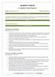 quality control engineer resume samples