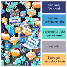 Keep in mind that when mixed into frostings or icing, natural food coloring will create shades of pastels rather than incredibly vibrant and nearly neon hues. Hanukkah Color Palette And Icing Color Formulas For Cookies And Cakes