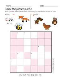 Where you can have the puzzles? Simple Picture Crossword Puzzle Sheets For Children