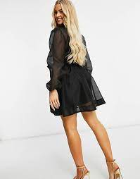 Bolivia Embajadashops Missguided Organza Shirt Dress With Long Sleeves In Black Kids Adidas Cactus Tracksuit For Girls Shoes Sale