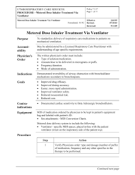 Metered Dose Inhaler Treatment Via Ventilator