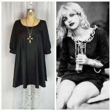 Black Satin Courtney Love Grunge Babydoll Trapeze Dress Small Ebay Trapeze Dress Black Satin Courtney Love