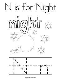 The illustrations show beautiful women, jewels, animals, insects, birds, and lots of flowers among the many design pages. N Is For Night Coloring Page Twisty Noodle