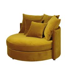 Divanetto trasformabile 2 posti giallo senape nio. Divano Rotondo 1 2 Posti Senape In Velluto Dita Maisons Du Monde Yellow Chair Furniture Chair