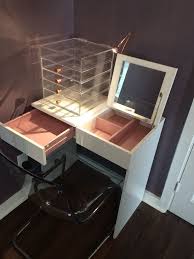Ikea Brimnes Table Spray Painted The Inside Champagne Pink Chair From Ikea An Ikea Vanity Table Diy Makeup Vanity Table Makeup Table Vanity