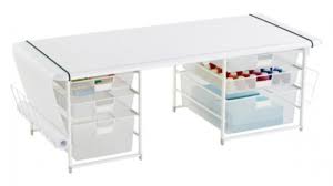 The most common kids coloring table material is paper. White Elfa Kids Mesh Coloring Table With Rounded Corners The Melamine Desk Top Is Supported By Two Drawer Units With M 63385 Gift Ideas Creative Spotting