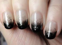 Ombre Black And Clear Nails Black Glitter Manicure By Felice Fawn White Glitter Nails Angel Nails Cute Nails
