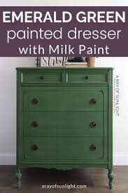 Emerald Green Painted Dresser How To Paint With Milk Paint Green Painted Furniture Green Dresser Makeover Green Dresser