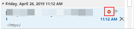 A red circle with a white horizontal line means no entry. Outlook 2016 Some Emails Have Red Circle With White Line