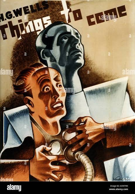 THINGS TO COME poster for 1936 London Film production of novel by H G Wells  directed by Alexander Korda Stock Photo - Alamy