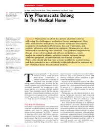 Pdf Why Pharmacists Belong In The Medical Home