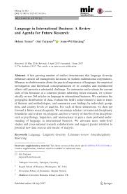 Pdf Language In International Business A Review And Agenda For Future Research