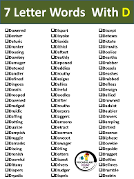 Letter words that start with a. 7 Letter Words With D Vocabularypoint Com
