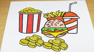 Kawaii coloring pages collection in excellent quality for kids and adults. Coloring Pages Fast Food Food Coloring Videos Fries Popcorn Burger Coloring Book 2018 Youtube