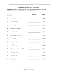 Solving Inequalities Color By Number From Funrithmetic Solving Inequalities Inequality Solving