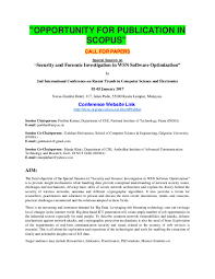 • scopus conference quick publication by springer #springerrconf. Pdf Cfp Invitation For Special Session In Int L Conference All Papers In Scopus Indexed Journals Gulshan Shrivastava Academia Edu