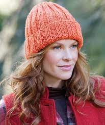 Easy Fit Ribbed Hat Knitting Pattern Red Heart Knitting Knitted Hats Easy Knit Hat