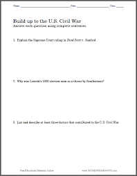 Build Up To The U S Civil War Essay Questions Free To Print Pdf File Essay Questions This Or That Questions History Essay
