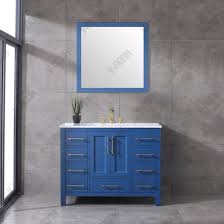 42 inch single sink white bathroom vanity set with mirror. China Fashionable 42inch White Marble Blue Cabinet Ceramic Sink Bathroom Vanity China Transitional Wall Mounted