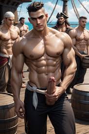 Carrying Barrels, Harem, On Deck Of Ship AI Gay Porn