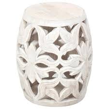 Please feel free to comment on which ones second, is this world market round white marble and black metal accent table. Carved Wood White Wash Round Drum Side End Table Loomlan