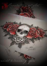 Chest Piece By Aineg Chest Tattoos For Women Skull Rose Tattoos Chest Piece Tattoos