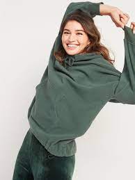 Old Navy Womens Oversized Micro Performance Fleece Pullover Hoodie - Lakeshore - Size S Fleece Pullover Pullover Styling Pullover Hoodie
