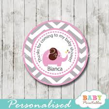Use these thank you tags and tie one to each gift. Pink Elephant Baby Shower Favor Tags D106 Baby Printables