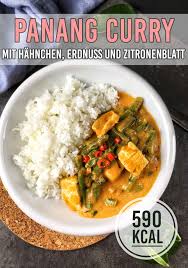 Panang Thai Curry Mit Hahnchen Und Grunen Bohnen Super Schnell Gemacht Kalorien Geniessen Rezept Erdnuss Curry Curry Lebensmittel Essen