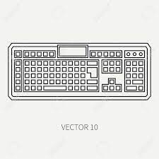 Comic cartoon pop art retro. Line Flat Vector Computer Part Icon Keyboard Cartoon Style Digital Gaming And Business Office Pc Desktop Device Innovation Gadget Internet Illustration And Element For Your Design And Wallpaper Royalty Free Cliparts Vectors