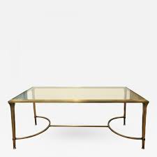 Henn&hart metal 36' round glass top coffee table in black and bronze. Elegant Bronze Coffee Table With Glass Top 1960s