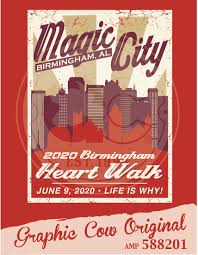 Grafcow Heart Walk Skyline Birmingham Alabama Magic City Custom Tshirt Design Graphic Cow Custom Tshirts