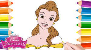 Disney Princess Coloring 🎨 Drawing Beautiful Disney Princess (Beauty & the  Beast) Girl Barbie - YouTube