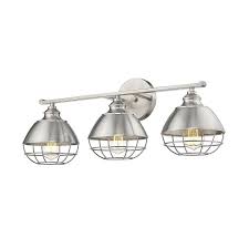 Free delivery for many products! 3 Light Industrial Brushed Nickel Bathroom Light Fixture