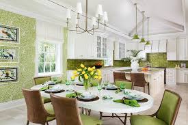 brown woven dining chairs with green