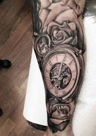 Arm Black And White Tattoo Rose Clock White Tattoo Tattoos Clock Tattoo